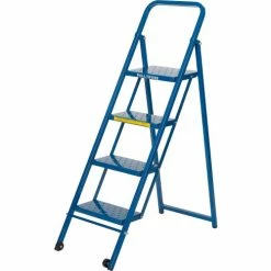 Ballymore 4 Step Thin Line Folding Step Ladder, 300 lb. Capacity, Blue - TL418 -Cheap Janitorial Carts Store BLL TL418