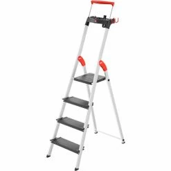 Hailo L100 Pro 4 Step Aluminum Folding Step Ladder -Cheap Janitorial Carts Store HLI 8050 427