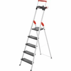 Hailo L100 Pro 5 Step Aluminum Folding Step Ladder 11 Hailo L100 Pro 5 Step Aluminum Folding Step Ladder -Cheap Janitorial Carts Store HLI 8050 527