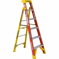 Werner 6' Fiberglass Leansafe Ladder w/ Plastic Tool Tray, 300 lb. Cap - L6206