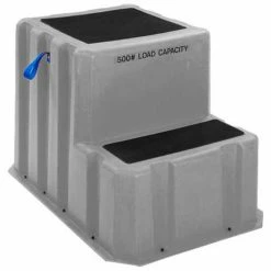 US Roto Molding 2 Step Plastic Step Stand Extra Large - Gray 25-1/2"W x 33"D x 24"H - NTXST-2 GY