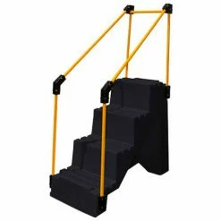 US Roto Molding 4 Step Plastic Step Stand W/ Handrails - Black 27"W x 38"D x 44"H - ST-4 BK
