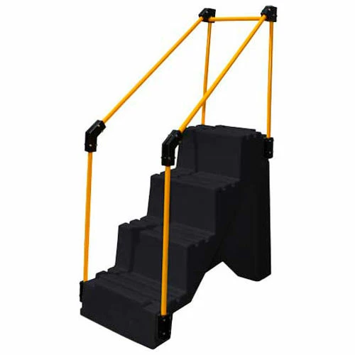 US Roto Molding 4 Step Plastic Step Stand W/ Handrails - Black 27"W x 38"D x 44"H - ST-4 BK 1 US Roto Molding 4 Step Plastic Step Stand W/ Handrails - Black 27"W x 38"D x 44"H - ST-4 BK