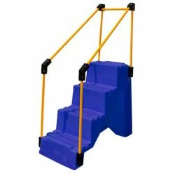 US Roto Molding 4 Step Plastic Step Stand W/ Handrails - Blue 27"W x 38"D x 44"H - ST-4 BL