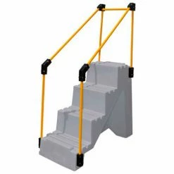 US Roto Molding 4 Step Plastic Step Stand W/ Handrails - Gray 27"W x 38"D x 44"H - ST-4 GY