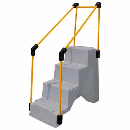 US Roto Molding 4 Step Plastic Step Stand W/ Handrails - Gray 27"W x 38"D x 44"H - ST-4 GY 1 US Roto Molding 4 Step Plastic Step Stand W/ Handrails - Gray 27"W x 38"D x 44"H - ST-4 GY