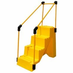 US Roto Molding 4 Step Plastic Step Stand W/ Handrails - Yellow 27"W x 38"D x 44"H - ST-4 YEL