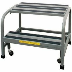 P.W. Platforms 2 Step Steel Rolling Office Ladder, 18" Step Width - OL2S18