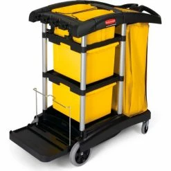 Rubbermaid® Microfiber Janitor Cart, Black 9T73