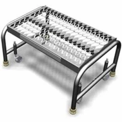 Tri-Arc 1 Step Mobile Aluminum Step Stand w/ Grip Strut Top Step & 24"W Platform - WLAR001245 -Cheap Janitorial Carts Store TRC WLAR001245