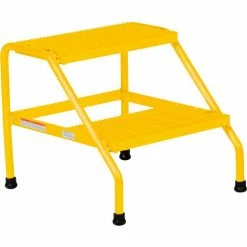 Vestil Aluminum Yellow Wide Step Stand - 2 Step Welded - SSA-2W-Y