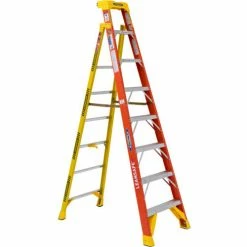 Werner 8' Fiberglass Leansafe Ladder w/ Plastic Tool Tray, 300 lb. Cap - L6208 -Cheap Janitorial Carts Store WER L6208