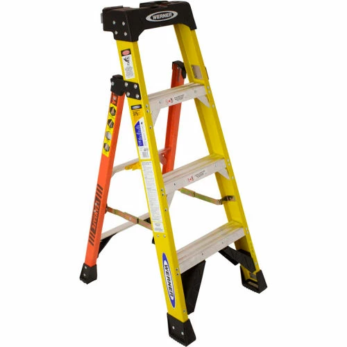 Werner 4' Fiberglass Leansafe Ladder w/ Plastic Tool Tray, 375 lb. Capacity - L7304 1 Werner 4' Fiberglass Leansafe Ladder w/ Plastic Tool Tray, 375 lb. Capacity - L7304