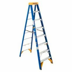 Werner 8' Type 1AA Fiberglass Electricians JobStation Ladder 375 lb. Cap - OBEL08